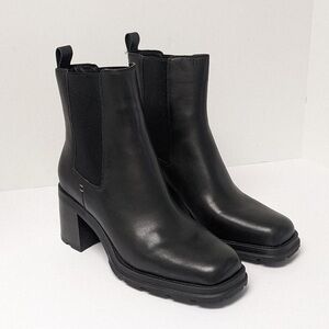 Square toe black boots